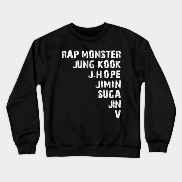 KPOP BTS BANGTAN BOYS MEMBERS NAMES Crewneck Sweatshirt by LySaTee